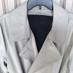 Levine Trench Coat Plus Sz18 Gray Removable Lining Double Breasted Pre-Owned